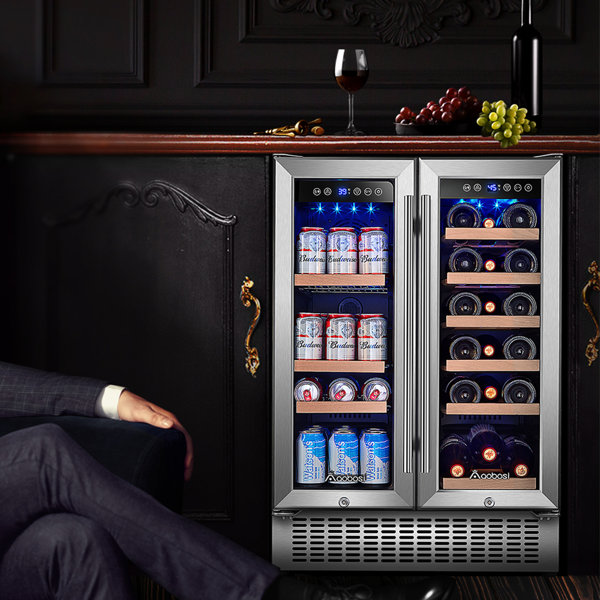 AOBOSI 57 Cans (12 oz.) Freestanding Beverage Refrigerator with Wine